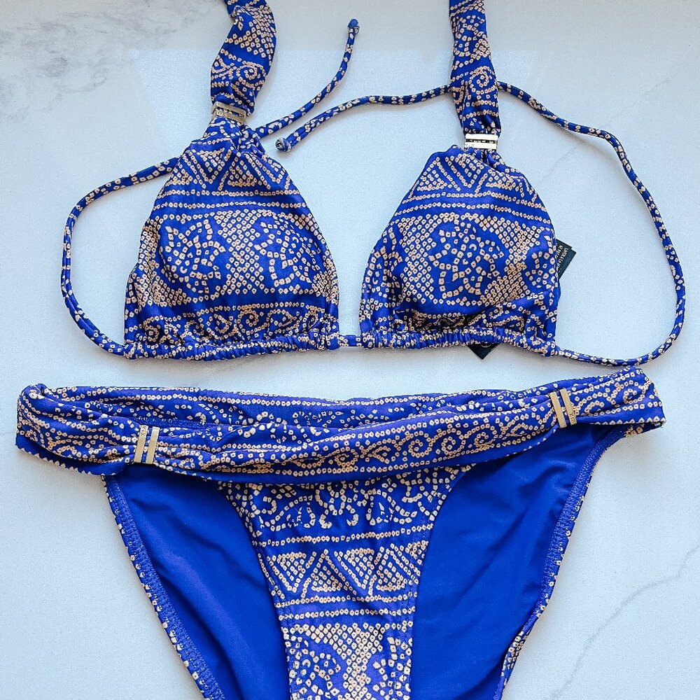 NWOT Vix Paula Hermanny Bia Halter Bikini with gold hardware size small